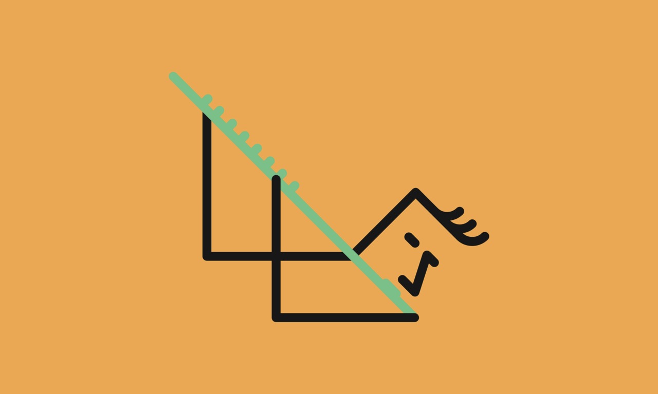 Grafik einer Person, die eine Querflöte spielt, vor einem orangefarbenen Hintergrund.